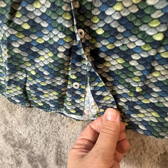 Boys Mandarin Collar Button Down Top Shirt Blue Size 7 Long Sleeve Minimalist - Picture 4 of 7